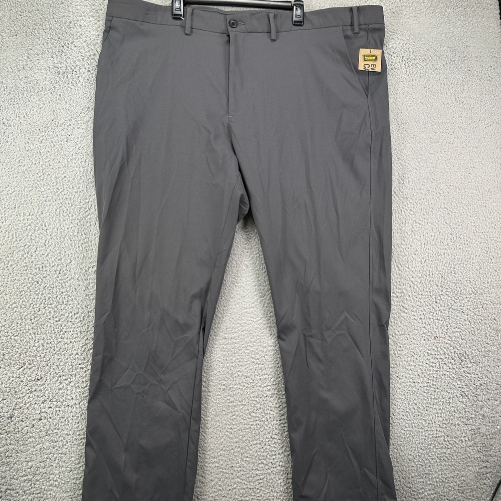 The‎ Foundry Supply Co. Men Chino Pants 52 Gray Flat Front Comfort Waistband NEW
